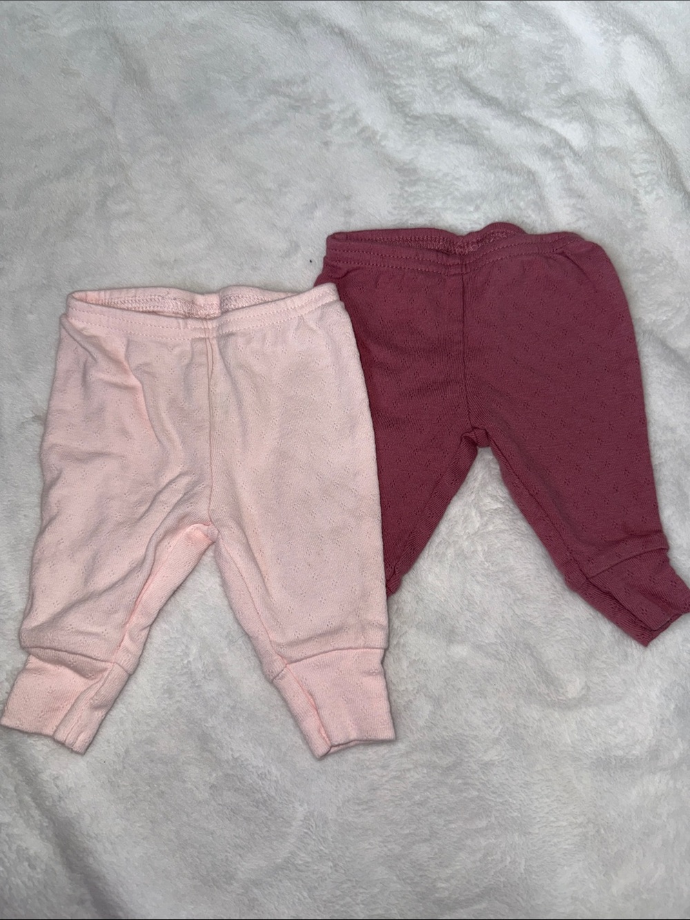 Newborn Cozy Knit Pull-On Pants - Pink and Mauve (2 Pack)